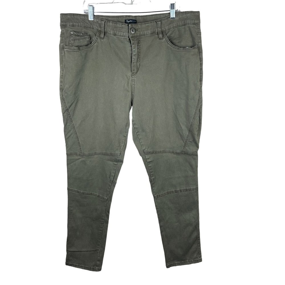 Supplies by Union Bay Skinny Moto Pants Womens 20W Olive Green High Rise Stretch